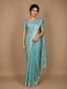 Aqua Blue Floral Designed Art Silk Saree