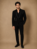 Black Floral Designed Reception Men's Suit