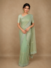 Mint Green Sequin Embellishment Organza Saree