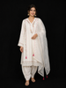 Ivory Straight Cut Salwar Suit Adorned with Sequins and Floral Design with Dupatta
