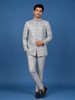 Pale Blue Floral Designed Jodhpuri Men's Suit