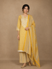 Yellow Floral Designed Cotton Straight Cut Salwar Suit