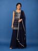 Dark Purple Floral Embroidered Georgette Palazzo Suit