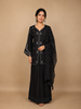 Black Raw Silk Palazzo Suit with Floral Embroidery Design