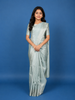 Light Blue Geometric Woven Pure Kanchipuram Silk Saree With Zari Border