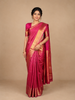 Rani Pink Floral Geometric Woven Pure Kanchipuram Silk Saree
