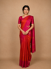 Orange & Pink Floral Butta Design Pure Kanchipuram Silk Saree