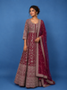 Maroon Floral Designed Anarkali Georgette Gown