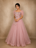 Dusty Rose Pink Sequin Embellished Net Party Wear Gown