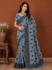Light Grey Floral Vine Printed Design Cotton Casual Wear Saree