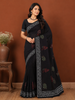 Classic Black Floral Printed Design Cotton Casual Wear Saree