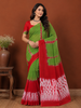 Leaf Green Abstract Printed Design Cotton Casual Wear Saree