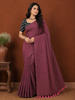 Deep Wine Solid Design Cotton Casual Wear Saree with Kalamkari Blouse