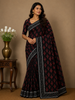 Classic Black and Red Floral Printed Design Cotton Casual Wear Saree