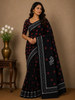 Classic Black Abstract  Printed Design Cotton Casual Wear Saree