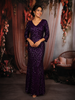 Dark Purple Heavy Sequins Embroidered Design Shimmer Party Wear Gown