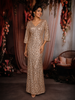 Gold Heavy Sequins Embroidered Design Shimmer Party Wear Gown