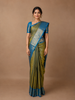 Olive Green Floral Motif Design Kanchipuram Silk Saree