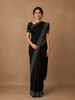 Black Solid Design Georgette With Stone Work Border