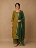 Olive Green Diamond Printed Cotton Salwar Suit
