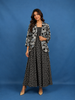 Black Floral Printed Cotton Gown with Overcoat