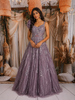 Purple Sequins and Beads Embroidered Design Net Gown