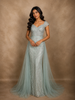 Mint Green Sequins Embroidered Net Evening Gown