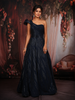 Navy Blue Heavy Sequins Design Satin Party Wear Gown