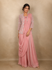 Peach Pink Embroidered Design Jacket Georgette Gown with Draped Dupatta