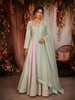 Mint Green and Pastel Multi-Shade Sequins Embroidered Satin Anarkali Gown with Dupatta