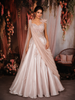 Blush Pink Sequins and Beads Embellished Design Satin Ball Gown with Draped Net Dupatta