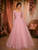 Blush Pink Sequins and Beads Design Net Gown