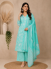 Aqua Green Floral Design Printed Cotton Salwar Suit