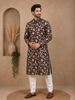 Black Kurta Set With Floral Designs and Embroidery With Pant