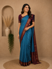 Blue Peacock Designed Cotton Saree
