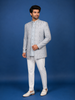 Light blue Floral Designed Jodhpuri Men's Suit