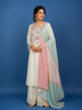 White Floral Embroidery Cotton Palazzo Salwar Suit