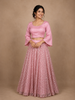 Pink Satin and Net Lehenga Adorned with Glitter Work for Girls