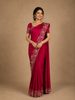 Queen Pink Floral Design Sequin Work Satin Saree