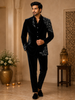 Navy Blue Heavy Beads Embroidered Design Velvet Men's Suit