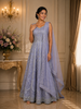 Lavender Floral Thread and Mirror Embroidered Design Net Gown with Dupatta