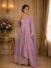 Light Lavender Floral Beads Embroidered Design Organza Gown with Dupatta
