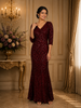 Deep Maroon Heavy Sequins Embroidered Design Shimmer Party Wear Gown