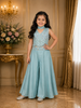 Light Blue Heavy Sequins and Beads Embroidered Design Satin Kids Palazzo Suit with Choker  Dupatta