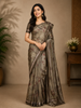 Taupe Brown Abstract Designed Semi Tussar Silk Saree