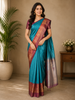 Sky Blue Floral Designed Art Silk Saree