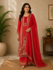 Pink Floral Designed Semi Silk Palazzo Salwar Suit