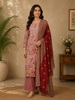 Pink Floral Printed Semi Silk Salwar Suit