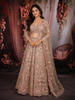 Soft Antique Beige Floral Thread and Beads Embroidered Design Net Lehenga With Net Dupatta