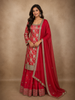 Vibrant Rani Pink Floral Zari Woven Design Tissue Banarasi Silk Lehenga wit Dupatta